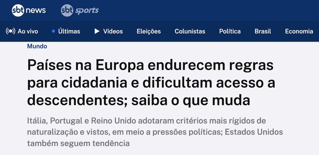 SBT: países na Europa endurecem regras para cidadania